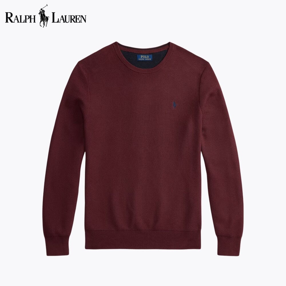 RL Mesh Knit Cotton Jumper with Crew Neck