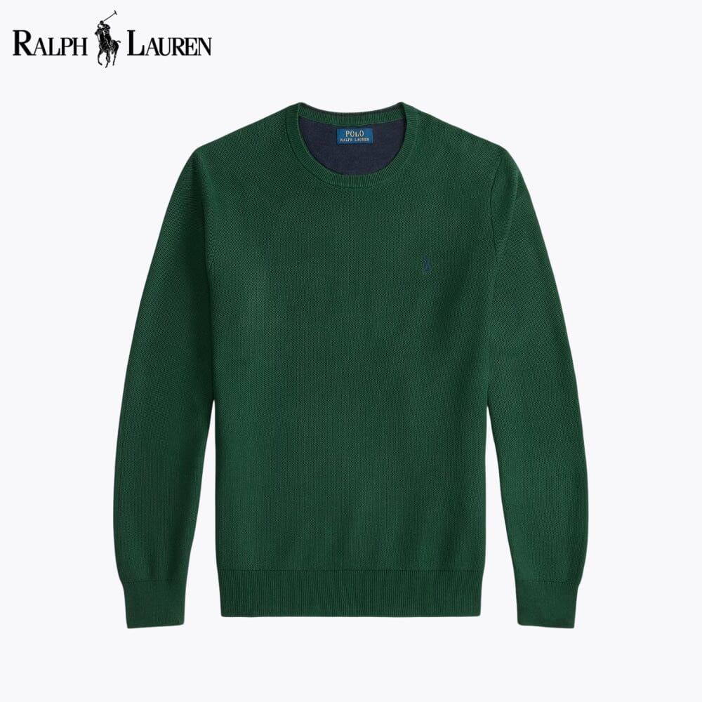 RL Mesh Knit Cotton Jumper with Crew Neck