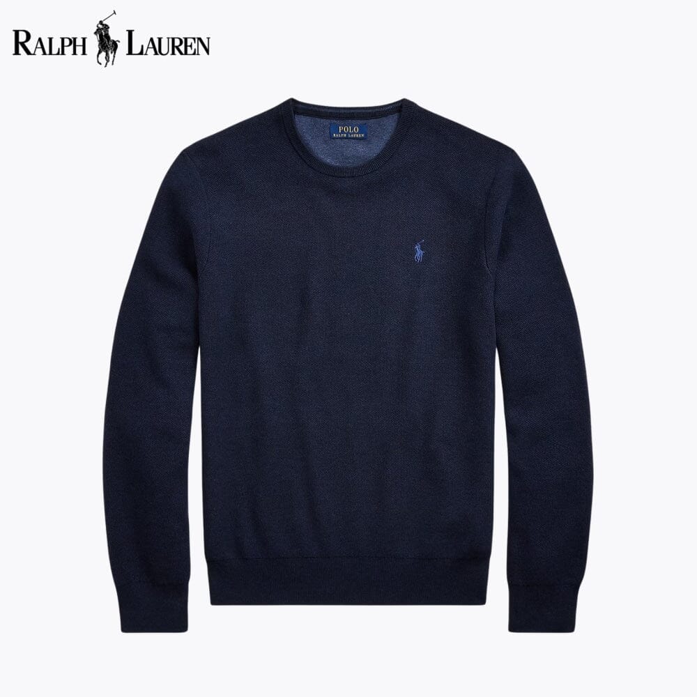 RL Mesh Knit Cotton Jumper with Crew Neck
