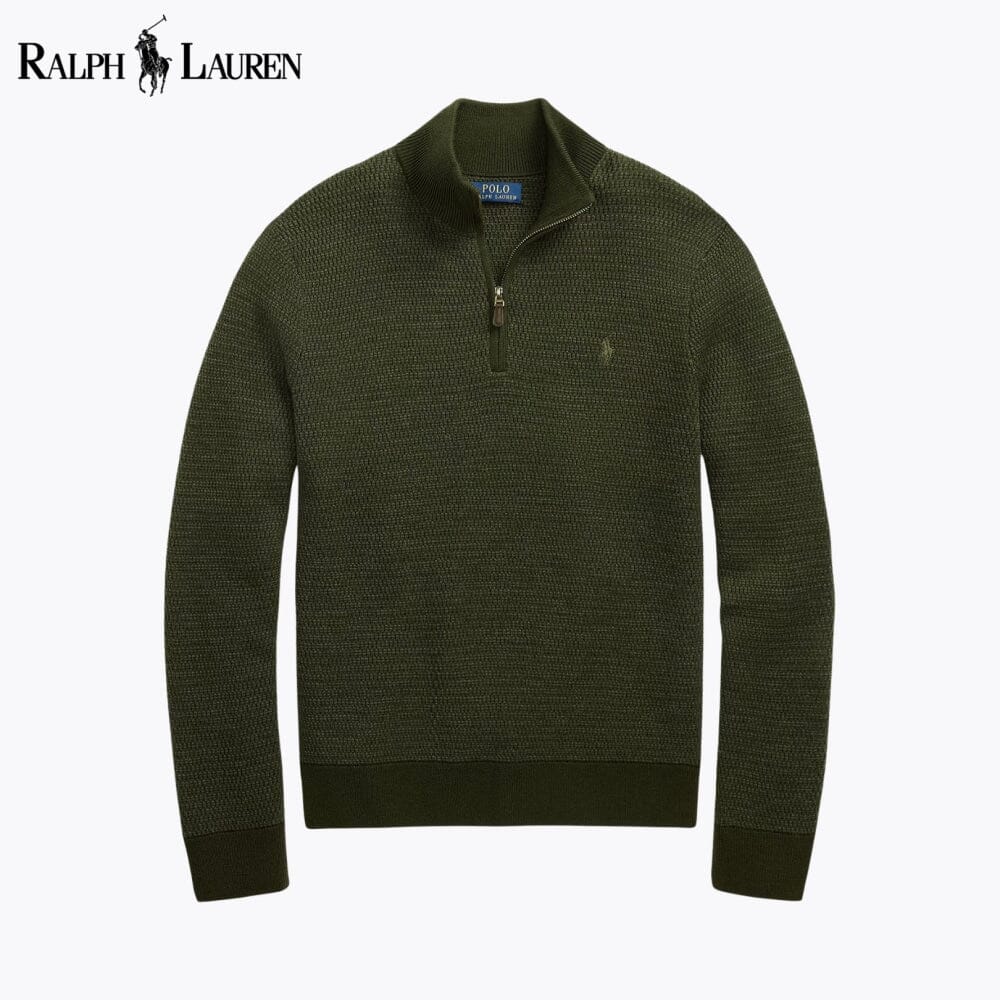 RL Washable Wool Sweater with Quarter Zip